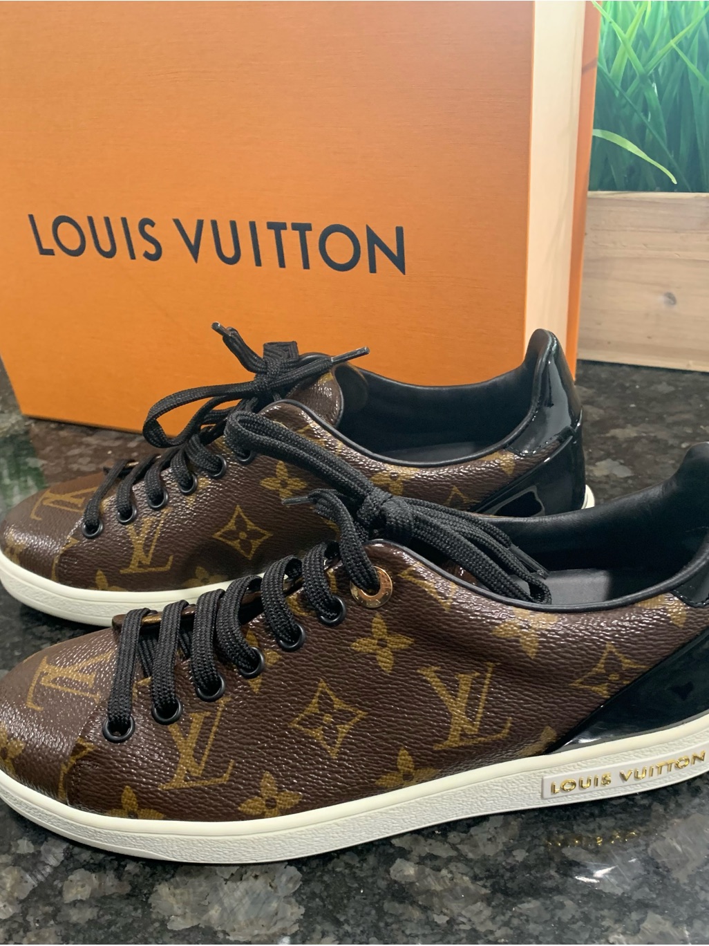 Louis Vuitton Brown Monogram Low-Top Sneaker With Black Laces
